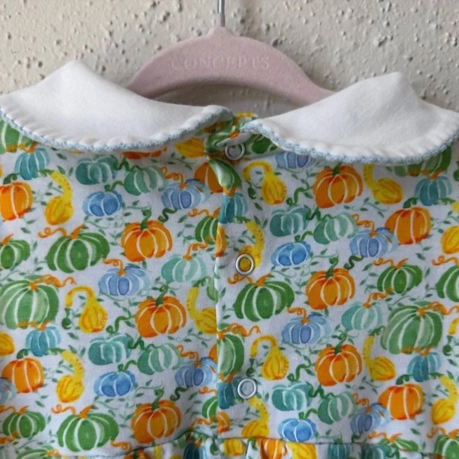 Girl's Pumpkin Mix Long Sleeve Tunic Top In Green/orange Girls Tunic Top