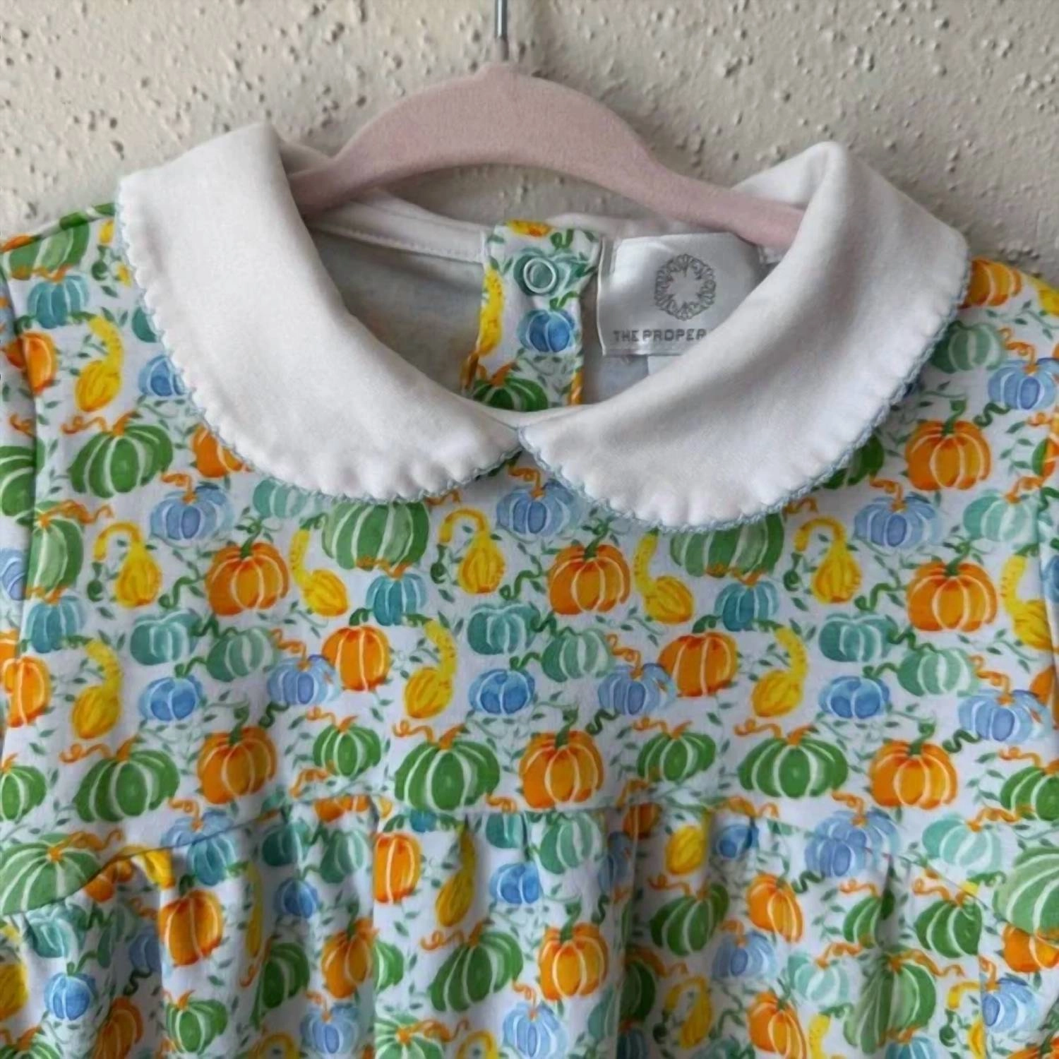 Girl's Pumpkin Mix Long Sleeve Tunic Top In Green/orange Girls Tunic Top