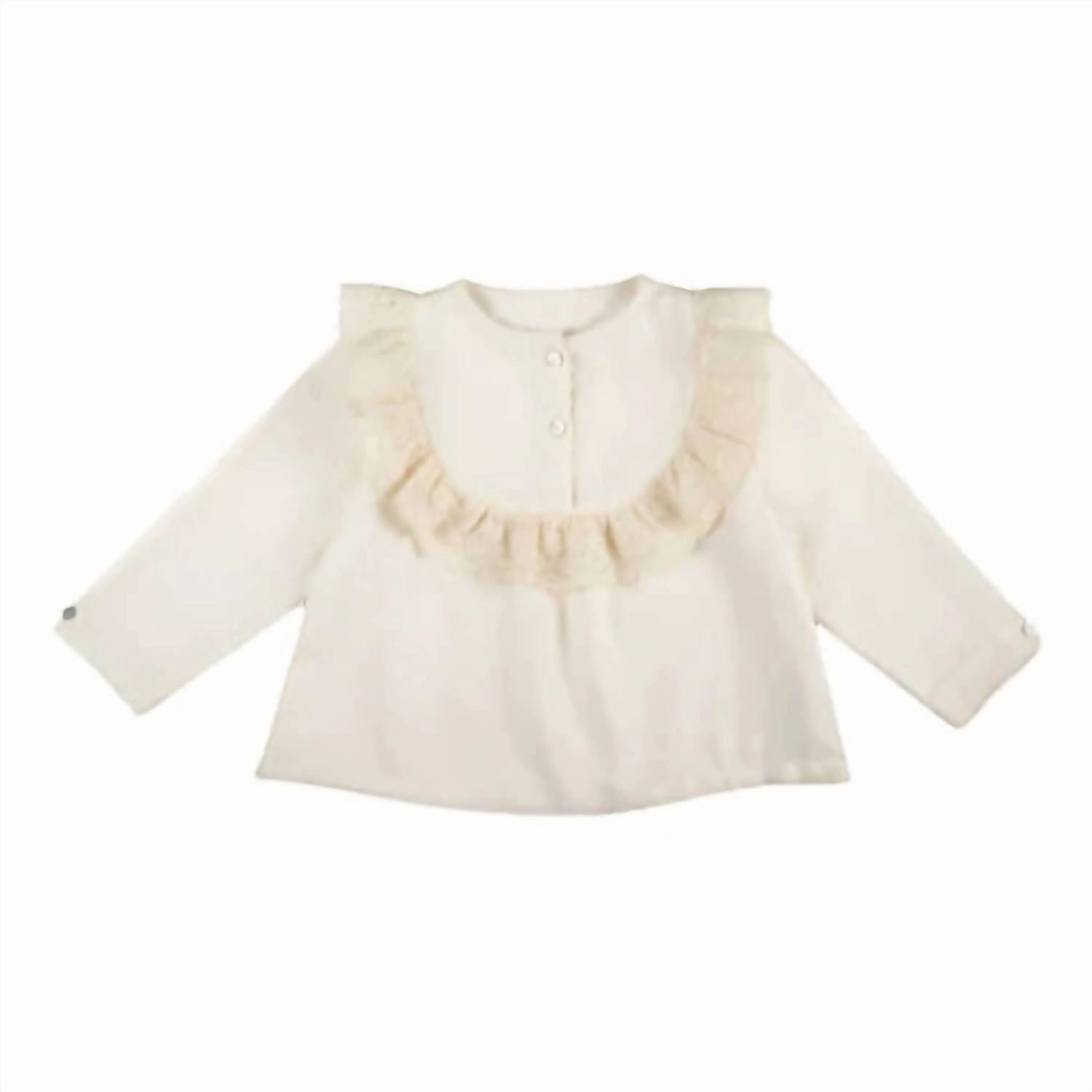 Girl's Pureza Shirt In Natural ruffle tops girls, long sleeve tees girls