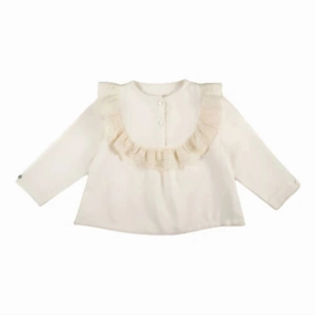 Girl's Pureza Shirt In Natural ruffle tops girls, long sleeve tees girls
