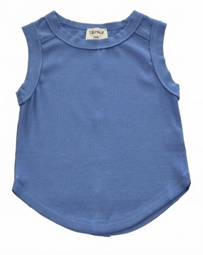 Girl's Rayon Rib Tank In Cobalt ruffle tops girls, long sleeve tees girls