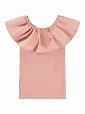 Girl's Reca Top In Muted Rose ruffle tops girls, long sleeve tees girls