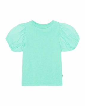 Girl's Ritta Shirt In Cool Mint ruffle tops girls, long sleeve tees girls