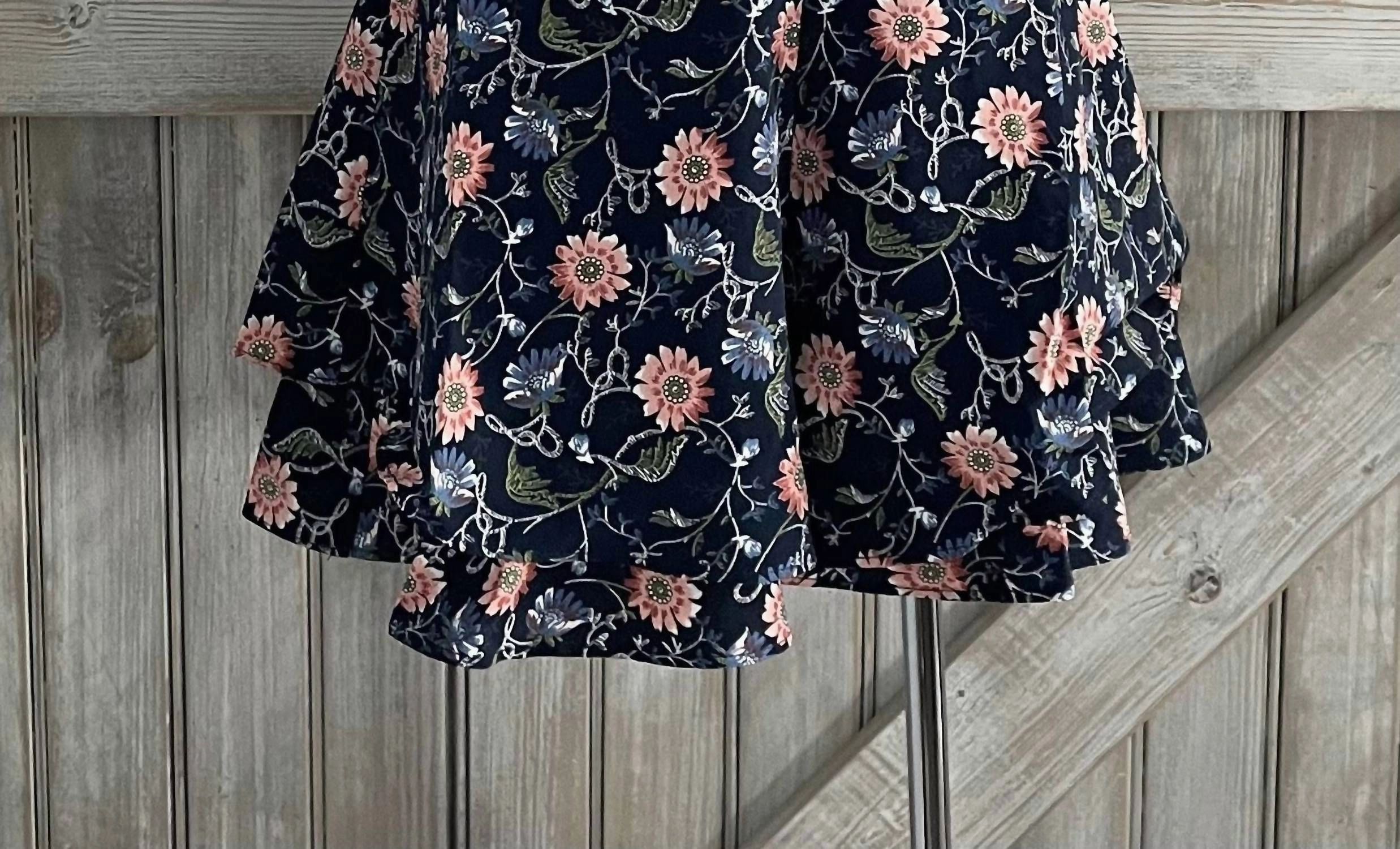 Girl's Ruffle Floral Shorts In Navy Girls Scallop Hem Shorts