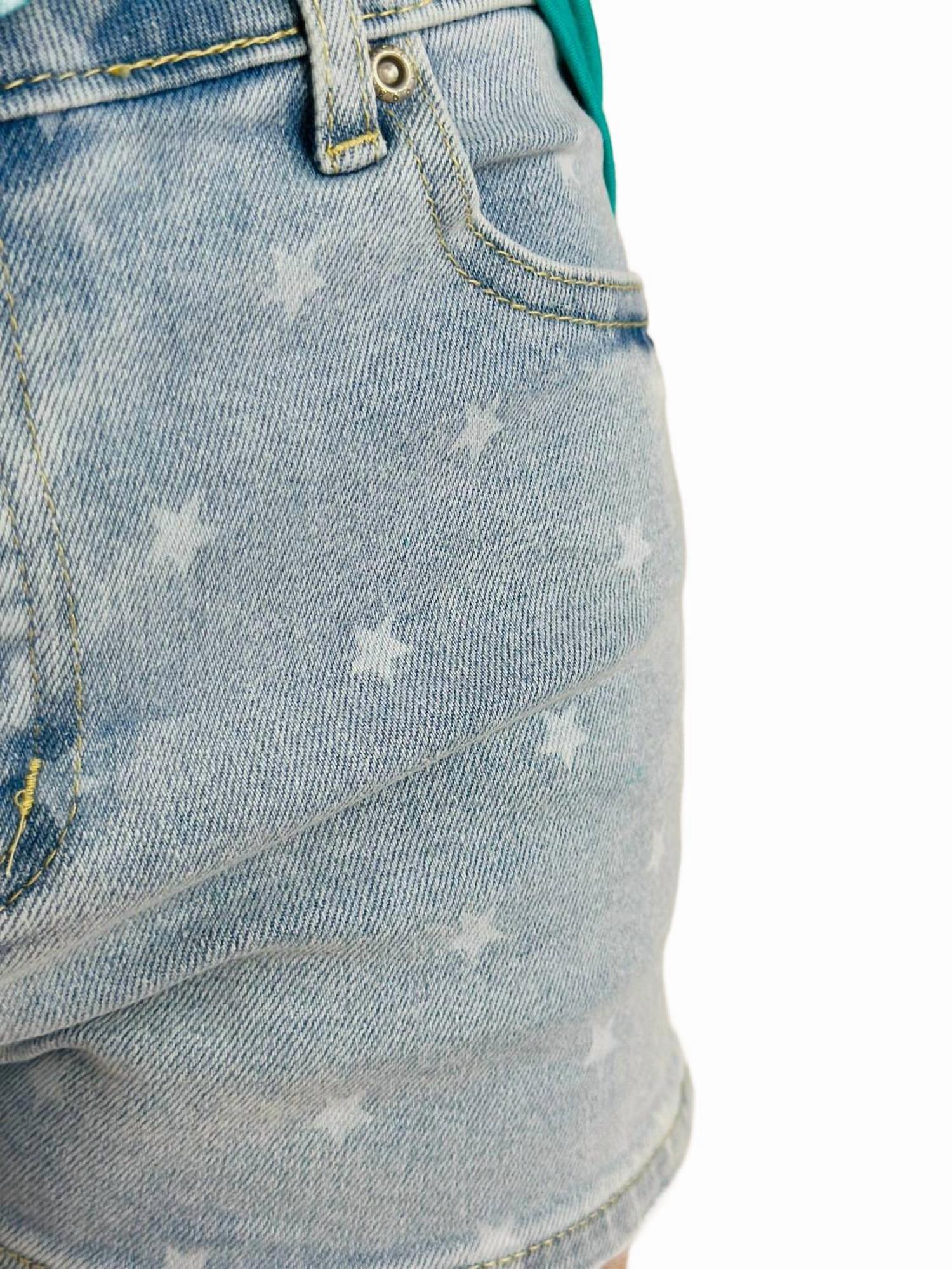 Girl's Star Denim Short In Blue Girls Scallop Hem Shorts