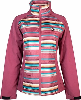 Girl's Stripe Softshell Jacket In Pink/multi girls trench coats, waterproof jackets girls