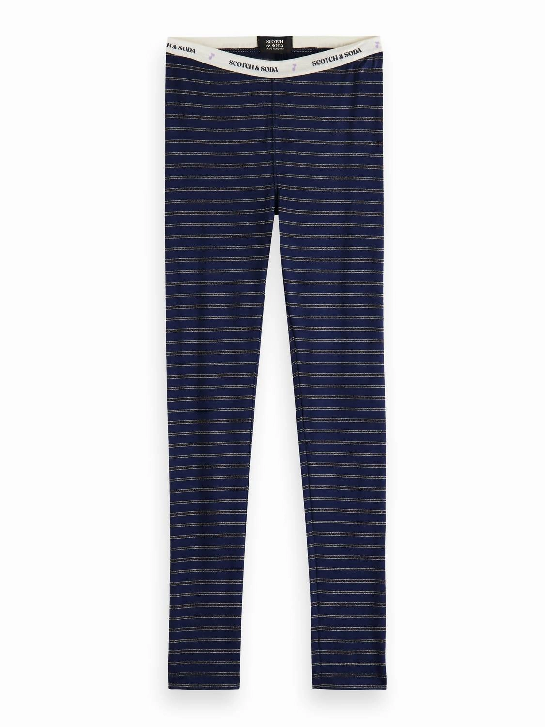 Girl's Striped Glitter Leggings In Blue Girls Flared Leggings