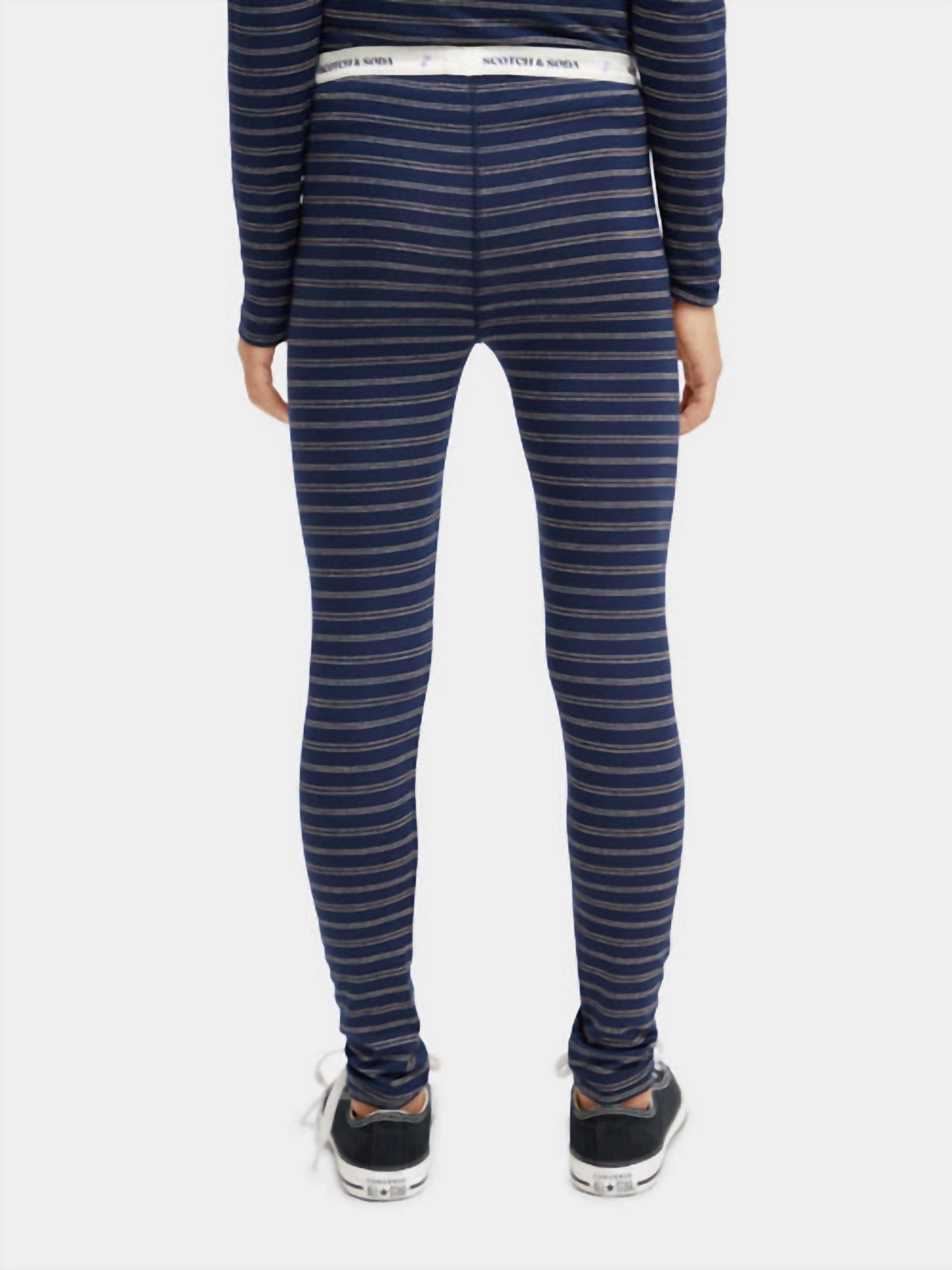 Girl's Striped Glitter Leggings In Blue Girls Flared Leggings