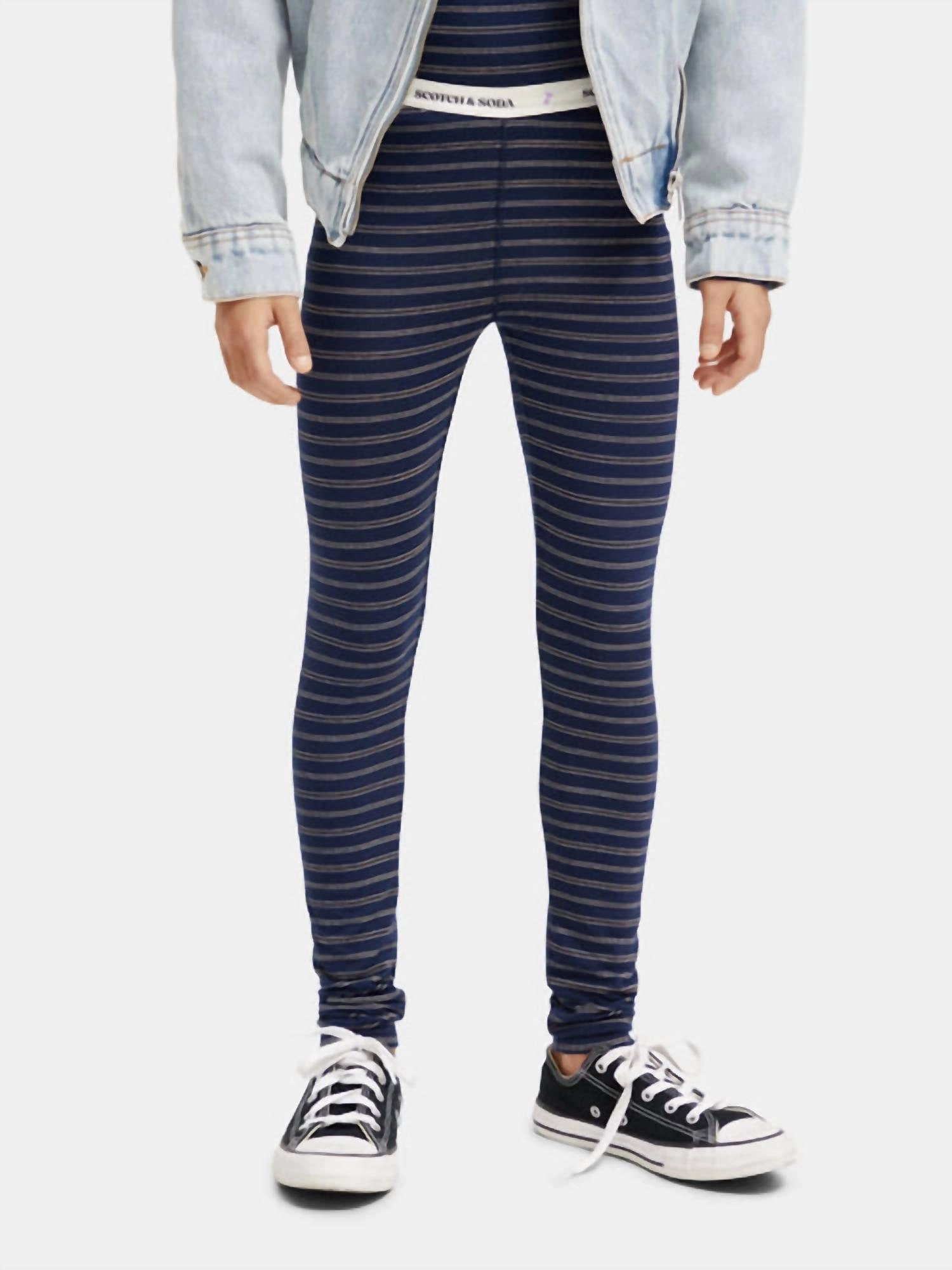 Girl's Striped Glitter Leggings In Blue leggings girls, wide leg pants girls