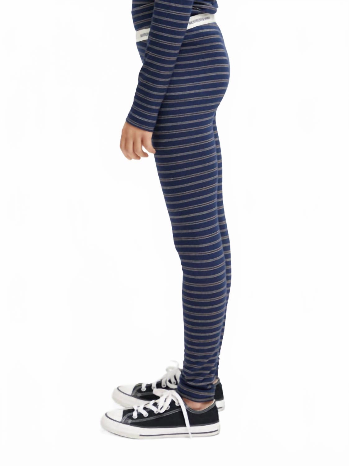 Girl's Striped Glitter Leggings In Blue Girls Flared Leggings
