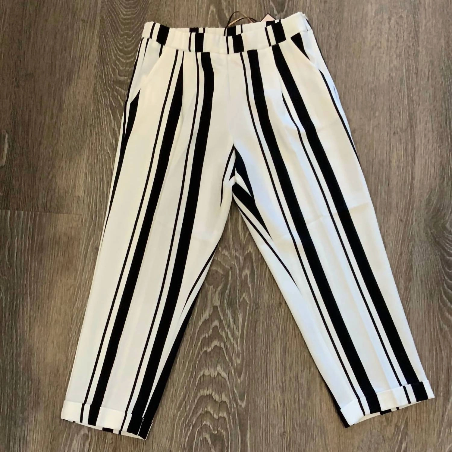 Girl's Striped Pants In White/black leggings girls, wide leg pants girls