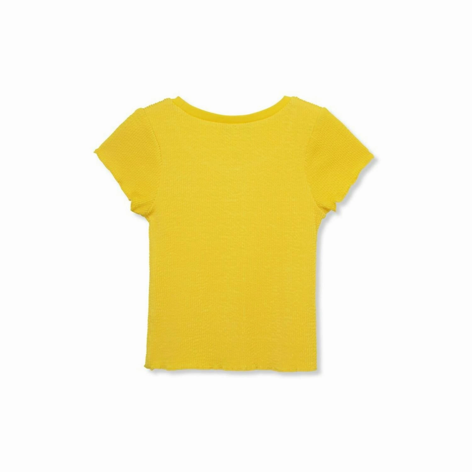 Girl's Textured Button Front Top In Yellow Girls Tunic Top