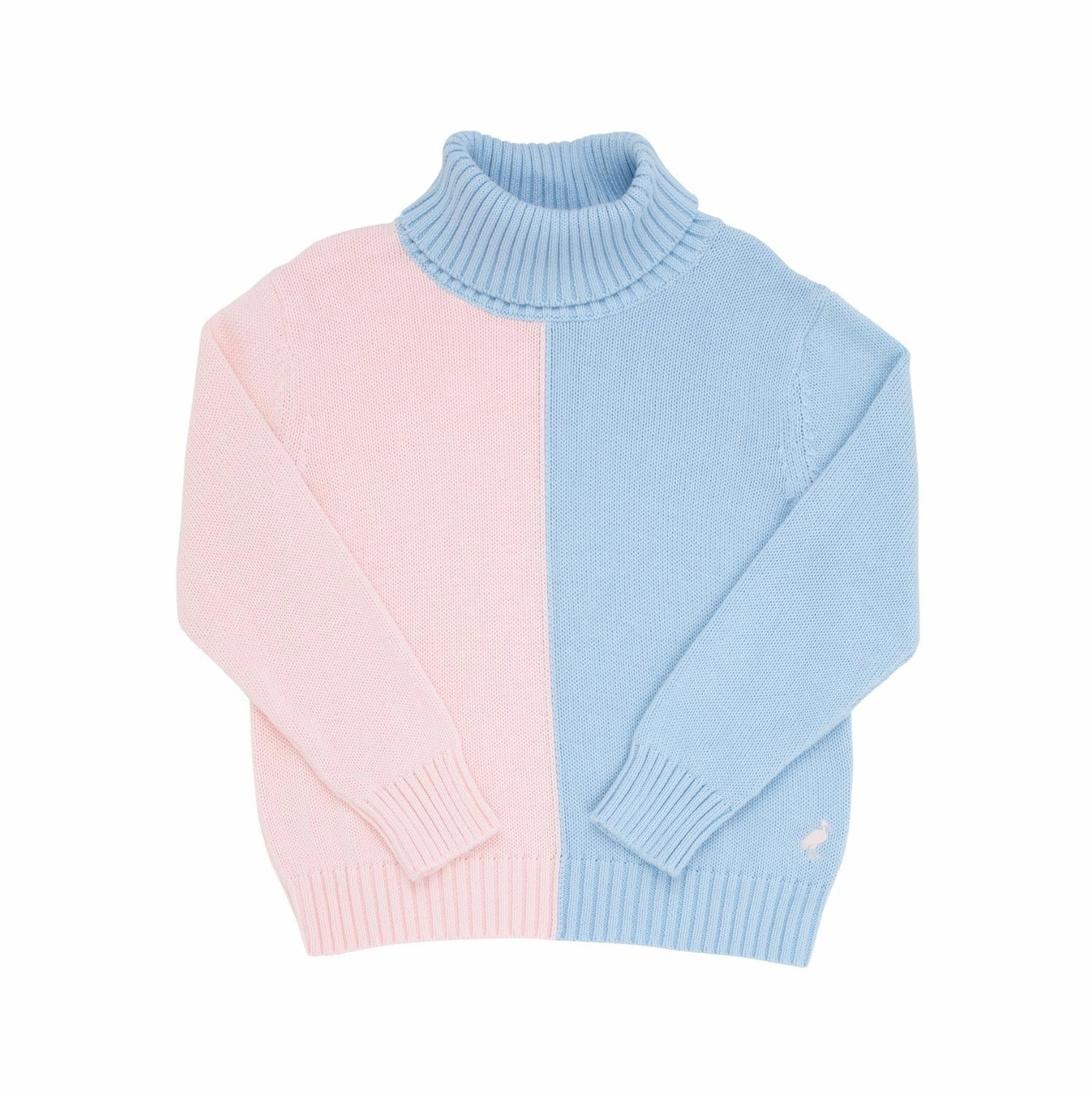 Girl's Townsend Turtleneck Sweater In Beale Street Blue/ Palm Beach Pink Colorblock ruffle tops girls, long sleeve tees girls