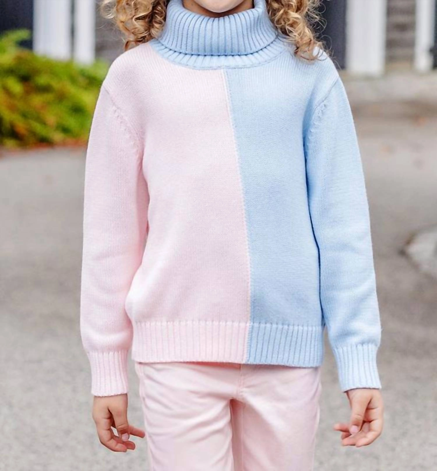 Girl's Townsend Turtleneck Sweater In Beale Street Blue/ Palm Beach Pink Colorblock Girls Tunic Top
