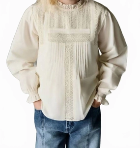 Girl's Venus Blouse In Vanilla Cream ruffle tops girls, long sleeve tees girls