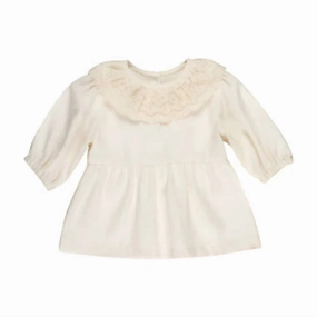 Girl's Zita Blouse In Natural ruffle tops girls, long sleeve tees girls