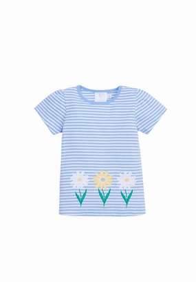 Girls' Applique Tee In Daisies ruffle tops girls, long sleeve tees girls
