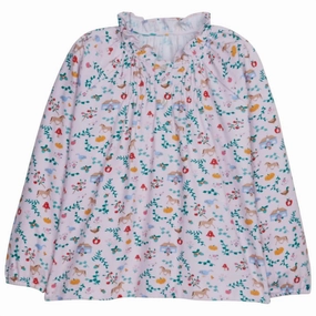 Girls' Cecilia Top In Harvest Print ruffle tops girls, long sleeve tees girls