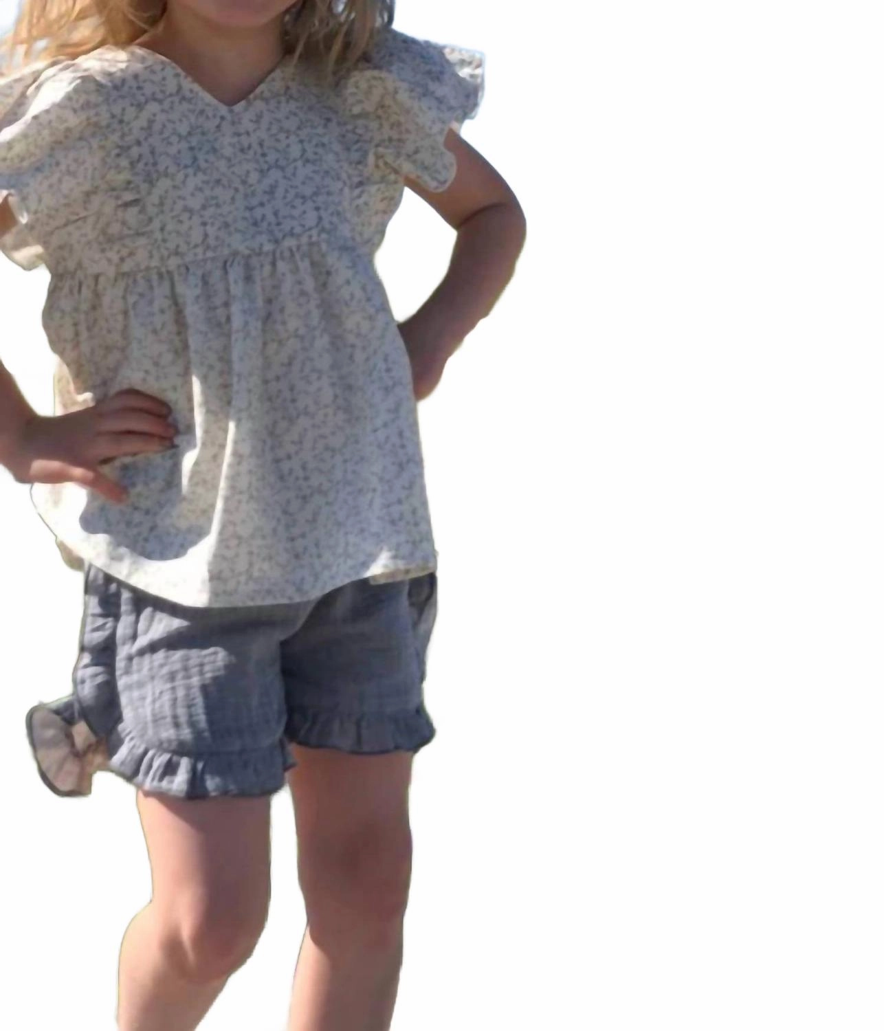 Girls - Cecily Shorts In Grey Girls Scallop Hem Shorts