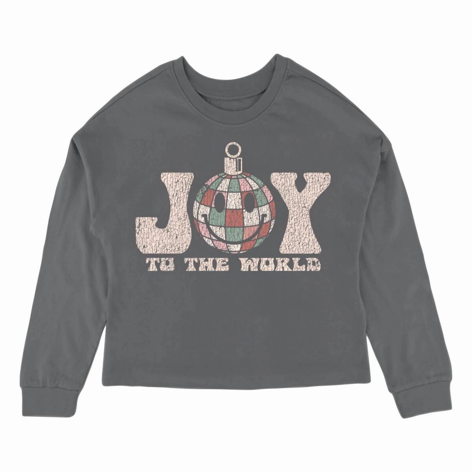Girls' Joy To The World Long Sleeve Tee In Vintage Black ruffle tops girls, long sleeve tees girls