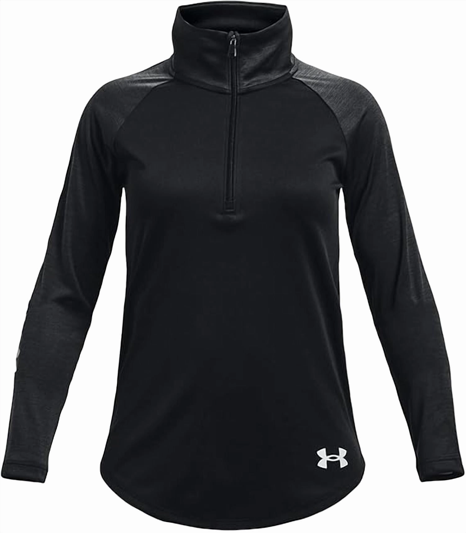 Girls' Tech Graphic Half Zip Top In Black / White ruffle tops girls, long sleeve tees girls