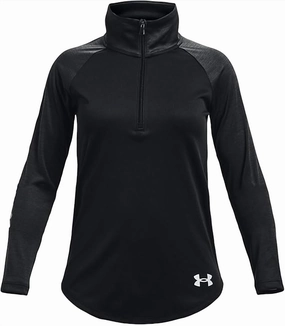 Girls' Tech Graphic Half Zip Top In Black / White ruffle tops girls, long sleeve tees girls