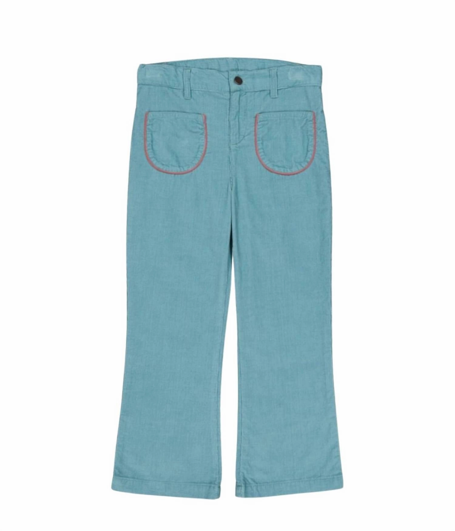 Girls Aggie Pants In Nile Blue girls bootcut jeans, stretch denim girls