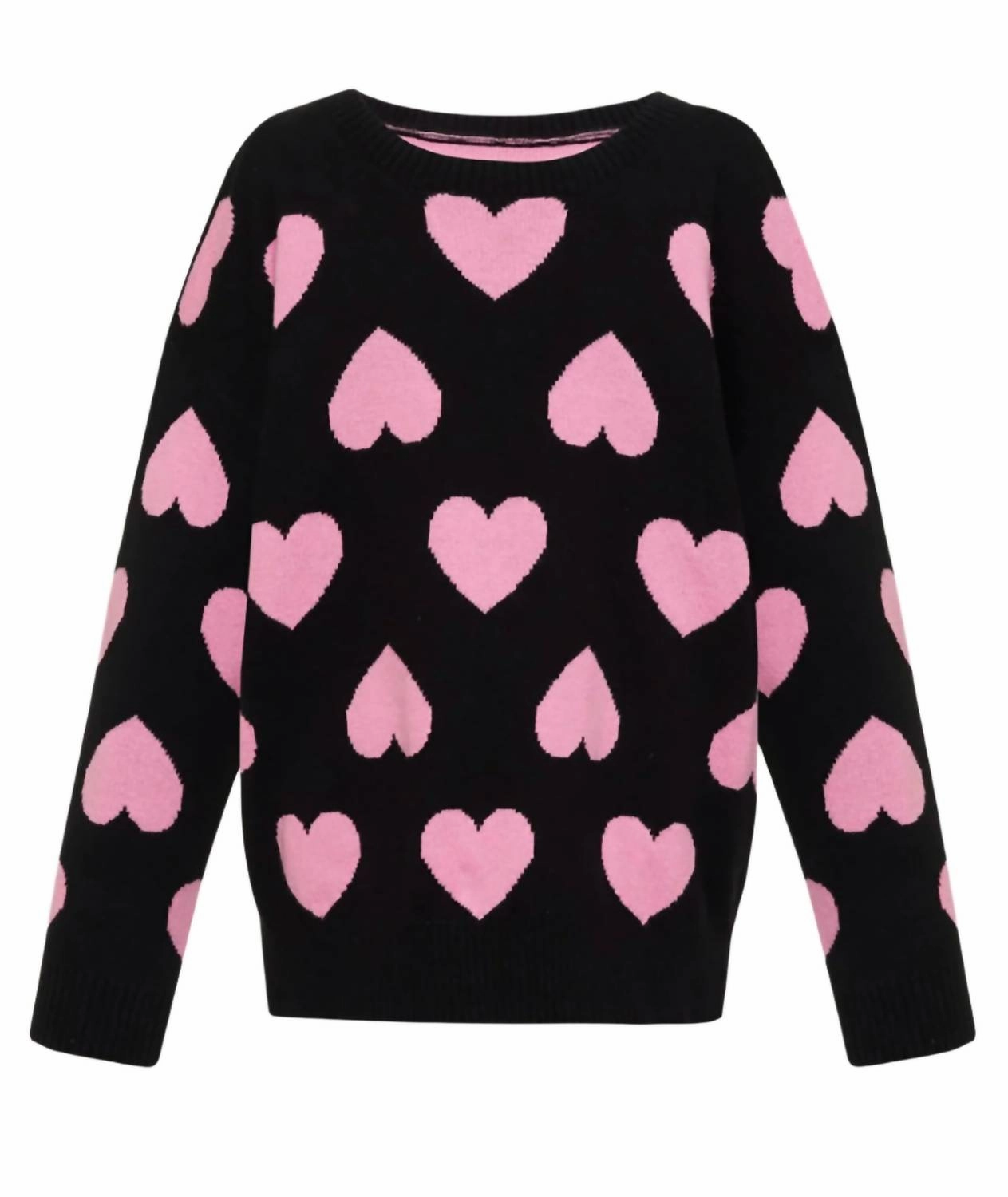 Girls Callie Hearts Sweater In Black Girls Tunic Top