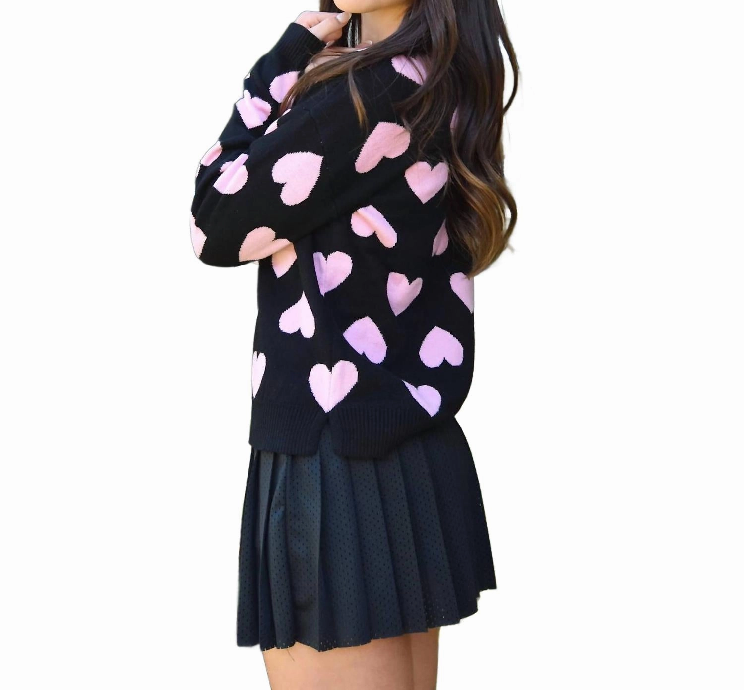 Girls Callie Hearts Sweater In Black Girls Tunic Top