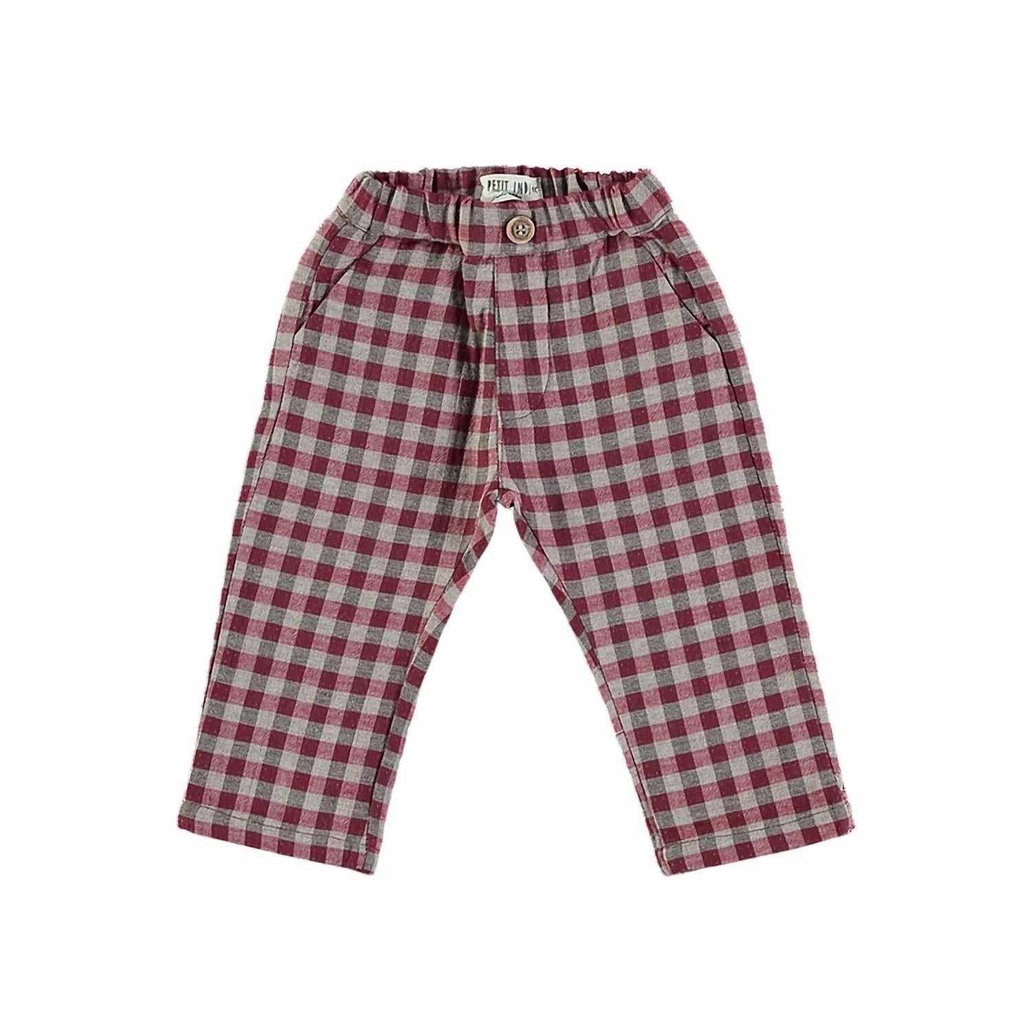 Girls Check Pants In Red Multi leggings girls, wide leg pants girls
