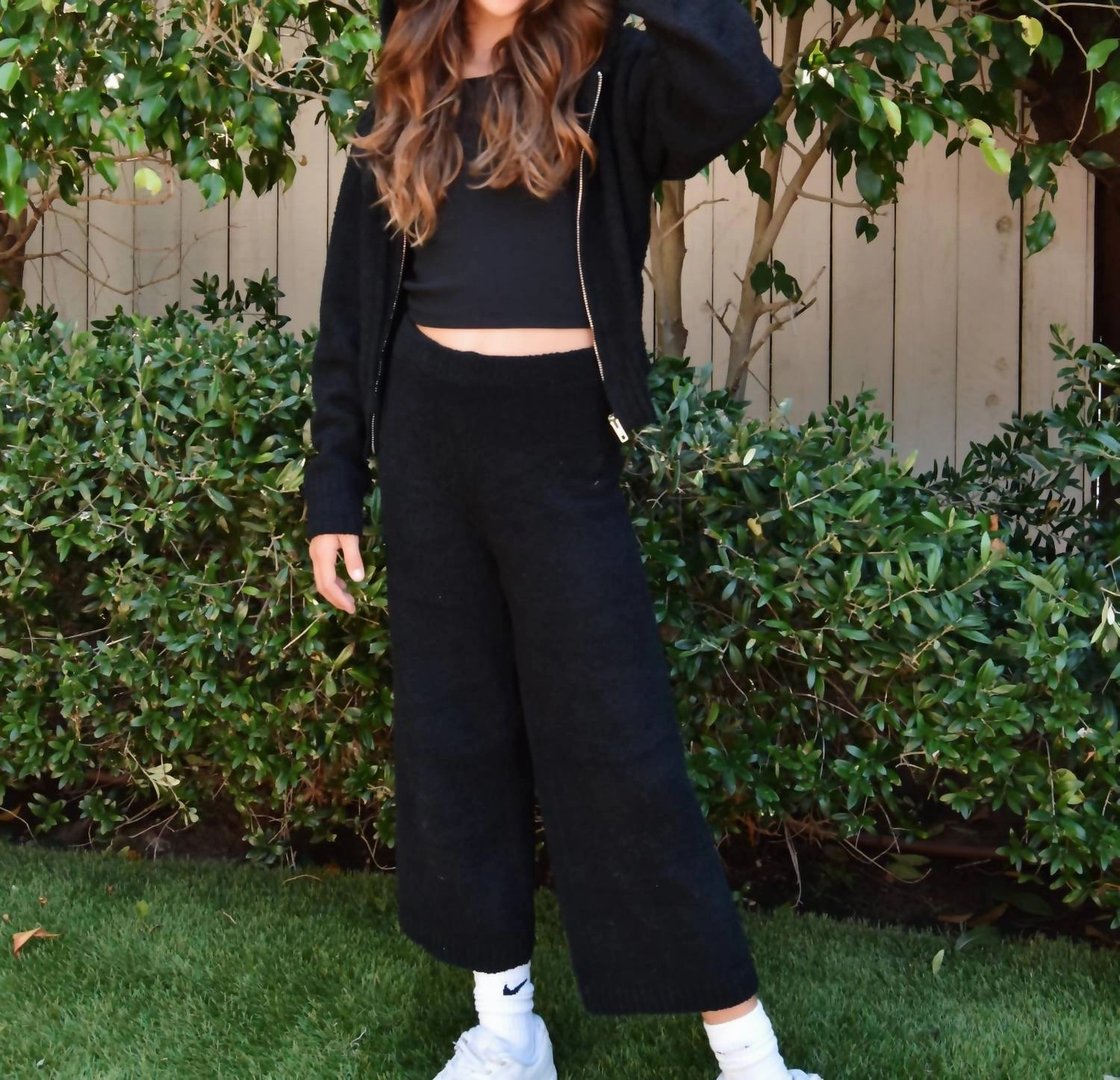 Girls Chenille Flare Pants In Black Girls Flared Leggings