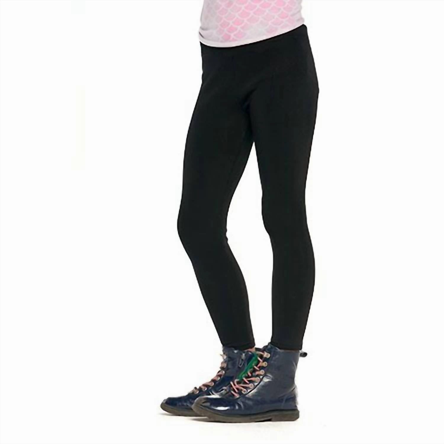 Girls Classic Knit Leggings In True Black Girls Flared Leggings