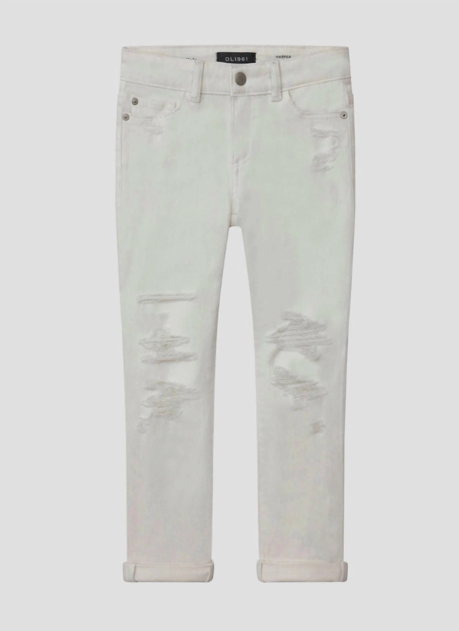 Girls Denim Harper Boyfriend Jeans In White girls bootcut jeans, stretch denim girls