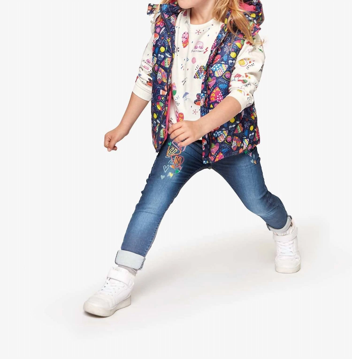 Girls Embroideried Jeans In Medium Blue Girls Ripped Skinny Jeans