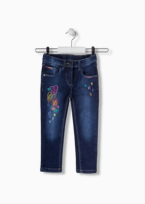 Girls Embroideried Jeans In Medium Blue girls bootcut jeans, stretch denim girls