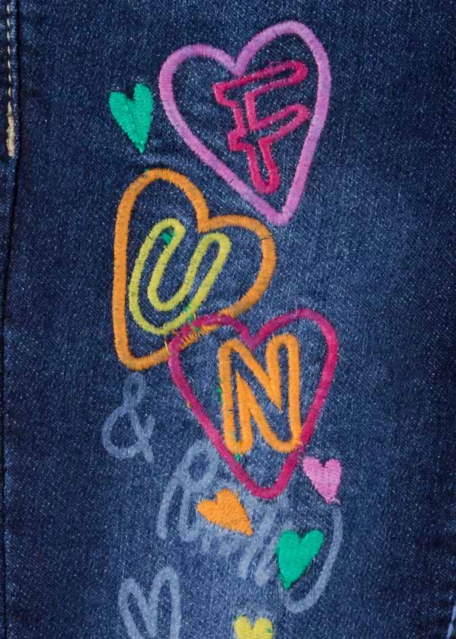 Girls Embroideried Jeans In Medium Blue Girls Ripped Skinny Jeans
