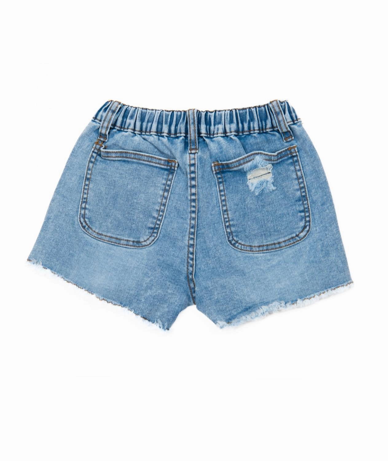 Girls Exposed Button Denim Short Girls Scallop Hem Shorts