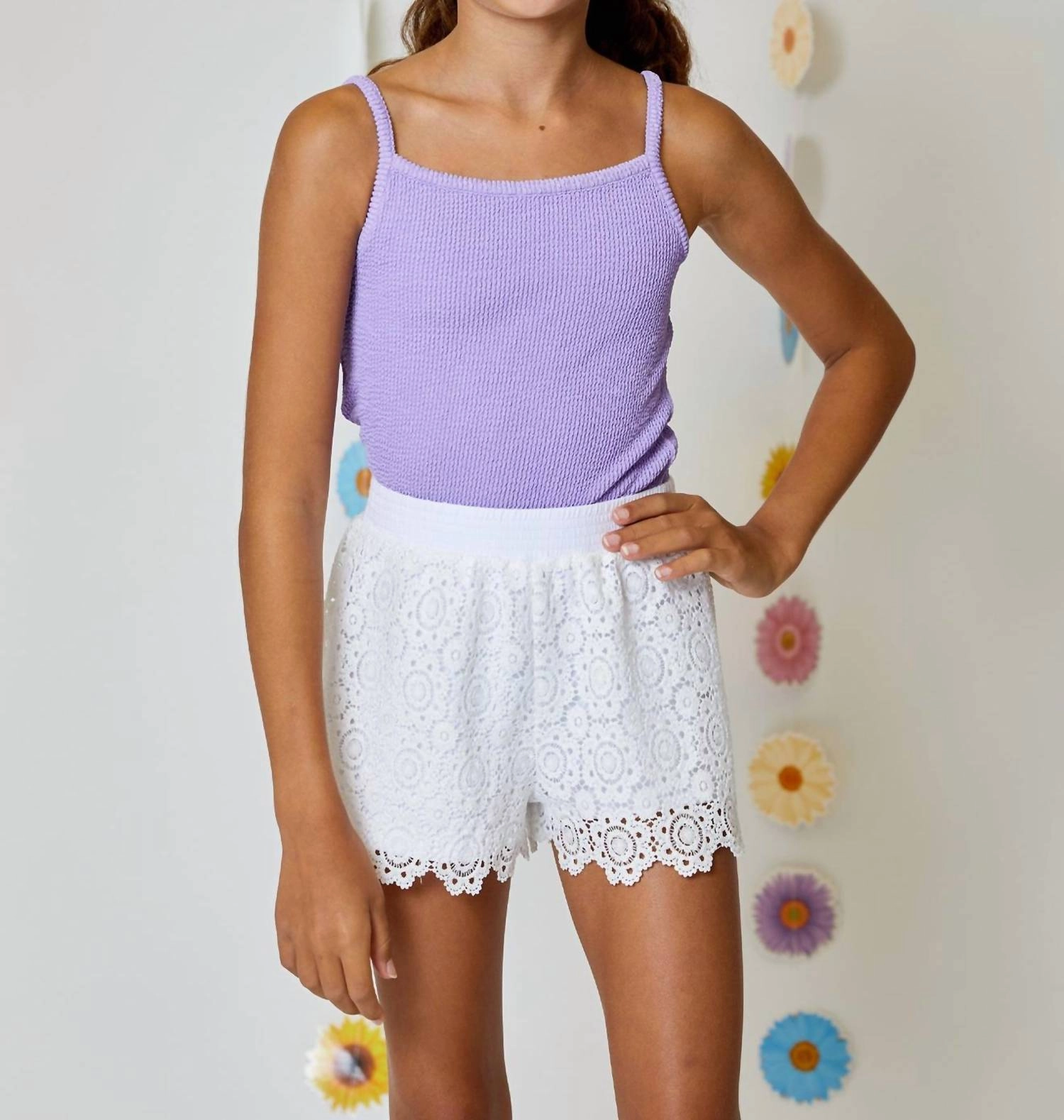 Girls Eyelet Shorts In White Girls Scallop Hem Shorts