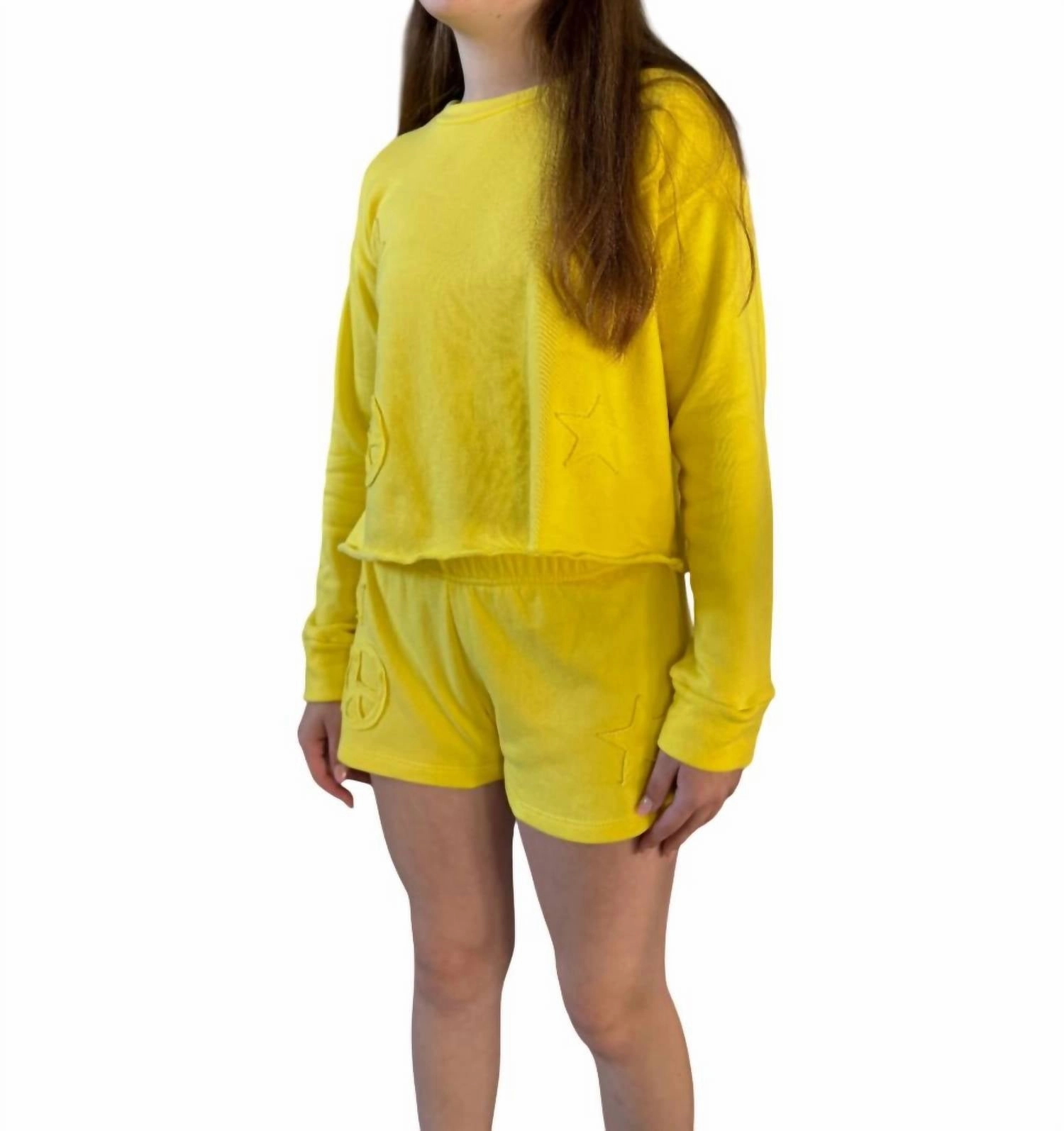 Girls Fleece Shorts In Yellow girls bermuda shorts, bike shorts girls