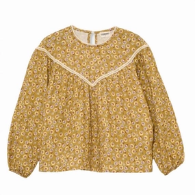 Girls Garden Boho Blouse In Olive ruffle tops girls, long sleeve tees girls