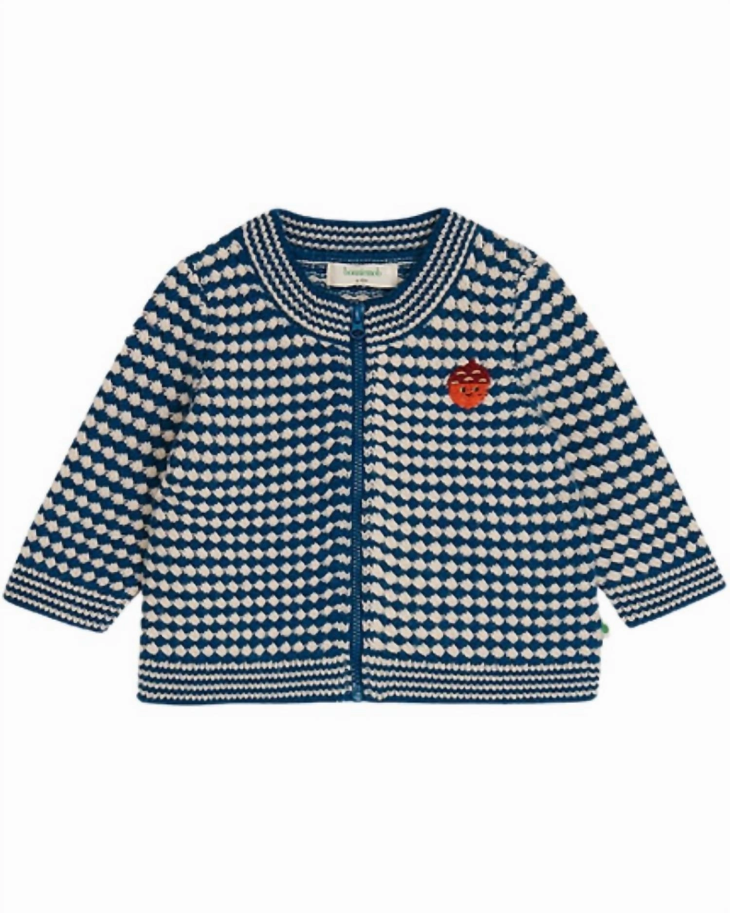 Girls Homey Chunky Checker Cardigan In Navy Mix ruffle tops girls, long sleeve tees girls