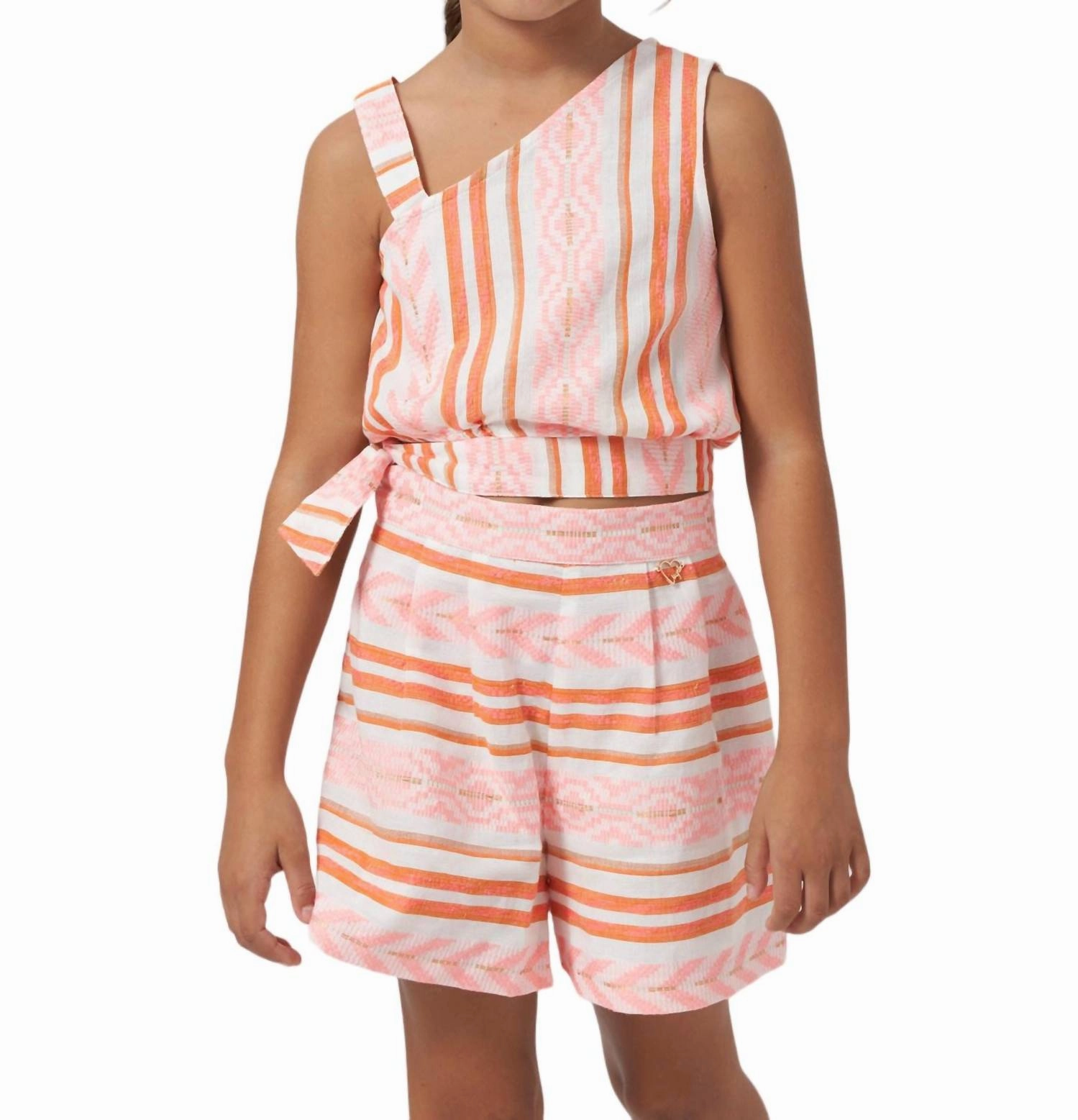 Girls Jacquard Shorts In Flamingo girls bermuda shorts, bike shorts girls