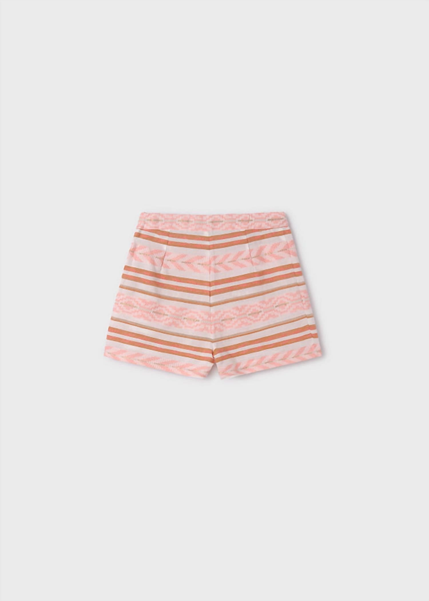 Girls Jacquard Shorts In Flamingo Girls Scallop Hem Shorts