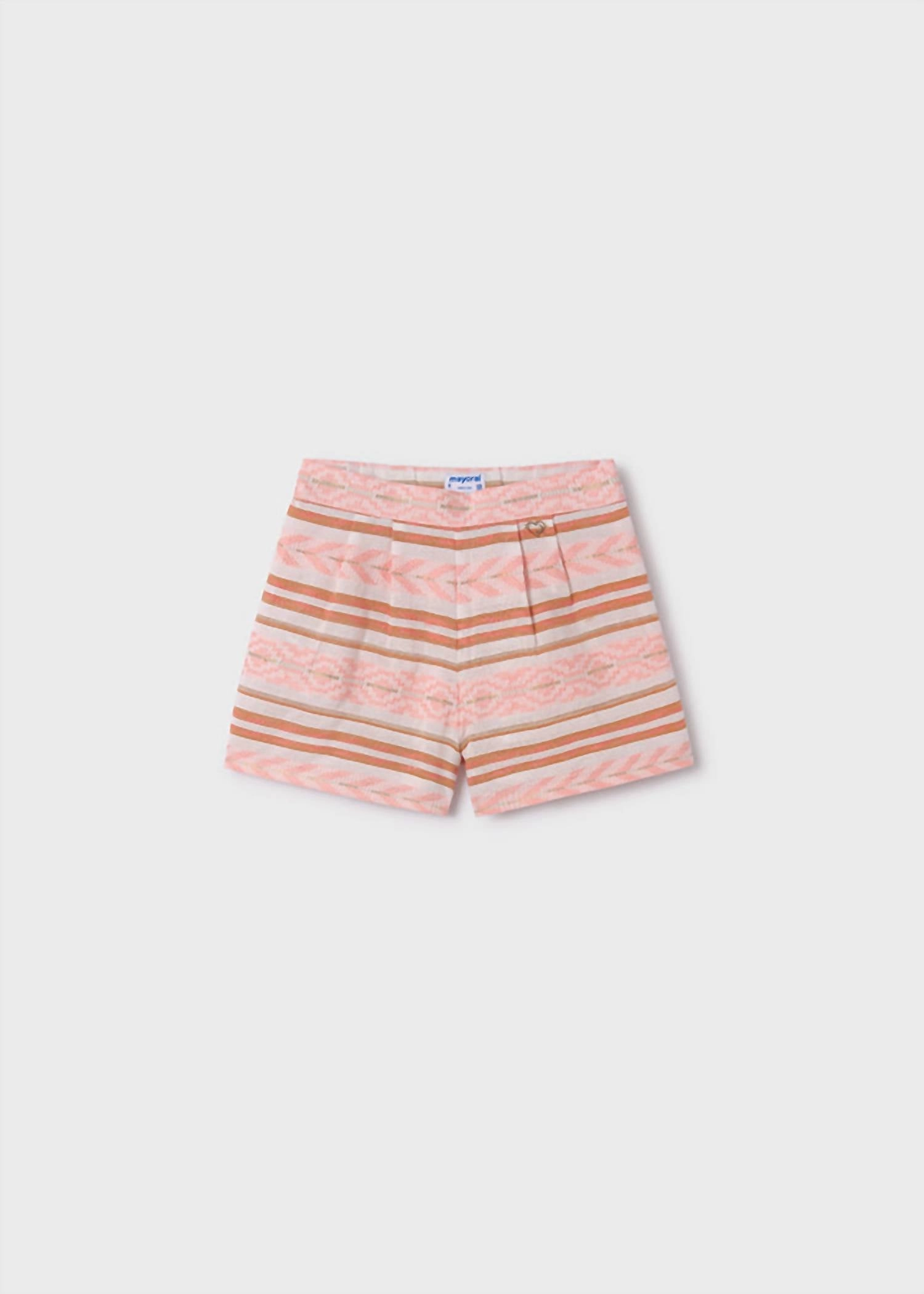 Girls Jacquard Shorts In Flamingo Girls Scallop Hem Shorts