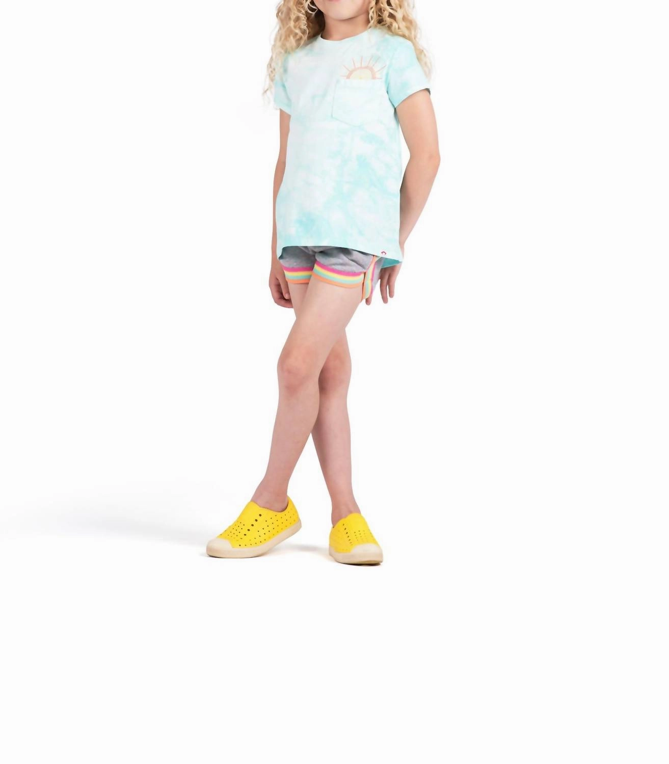 Girls Lori Shorts In Grey Sparkle Girls Scallop Hem Shorts