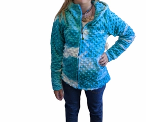 Girls Minky Bubble Hoodie In Turquoise Tie-Dye ruffle tops girls, long sleeve tees girls