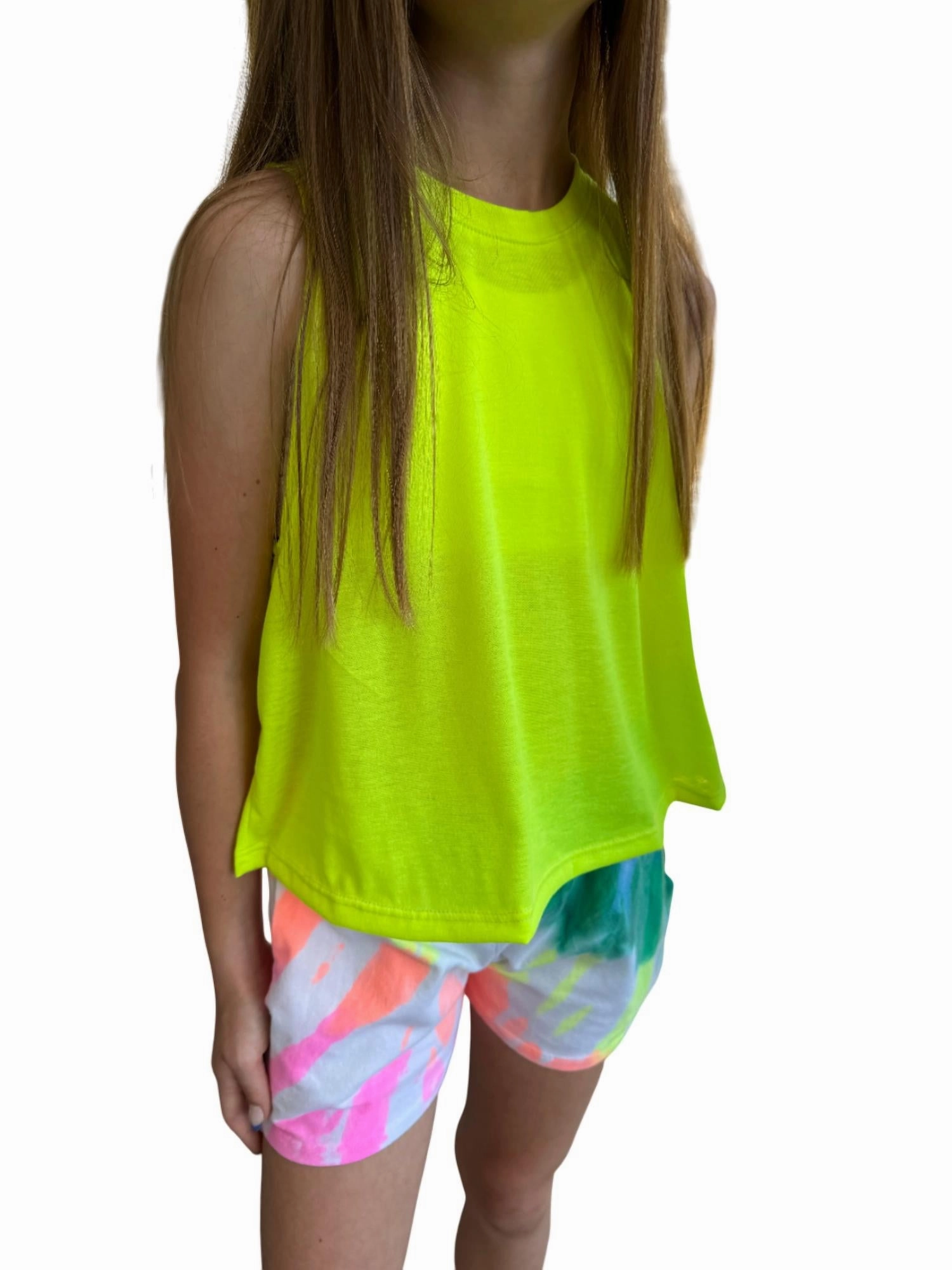 Girls Muscle Tank In Neon Yellow Girls Tunic Top