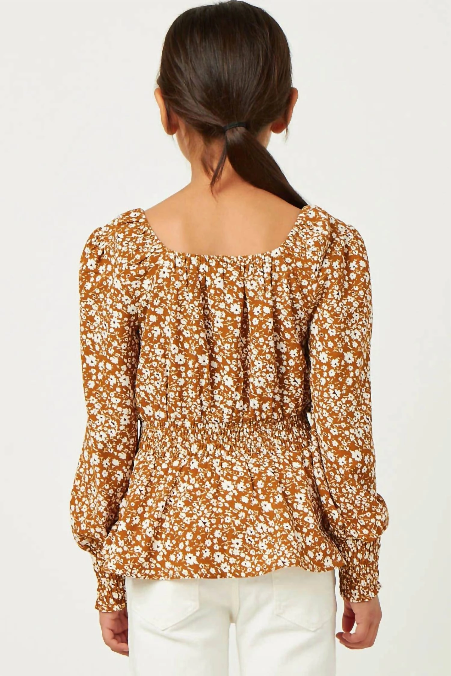 Girls Peplum Blouse In Camel Girls Tunic Top