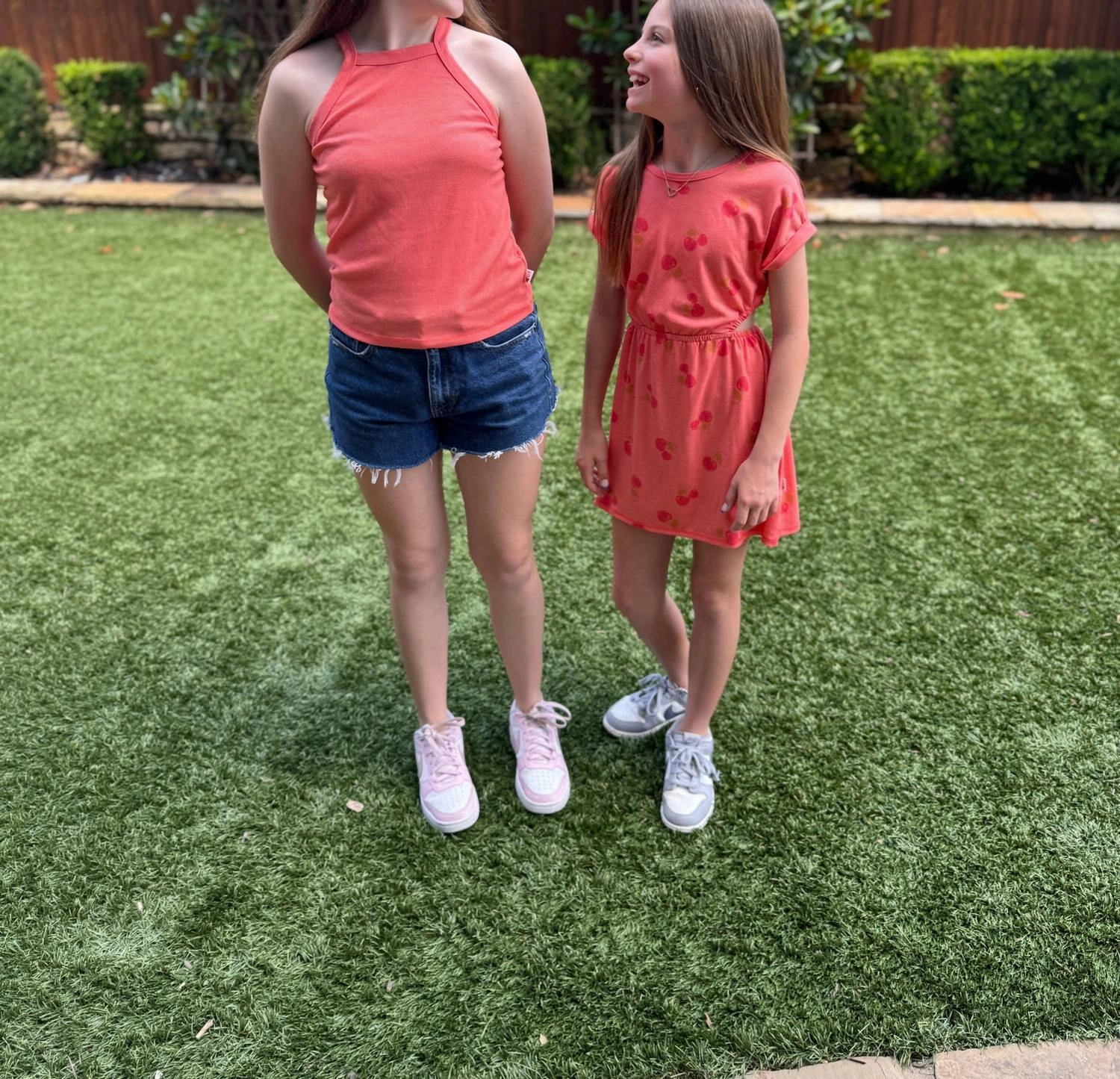Girls Racerback Tank Top In Heather Orange Girls Tunic Top