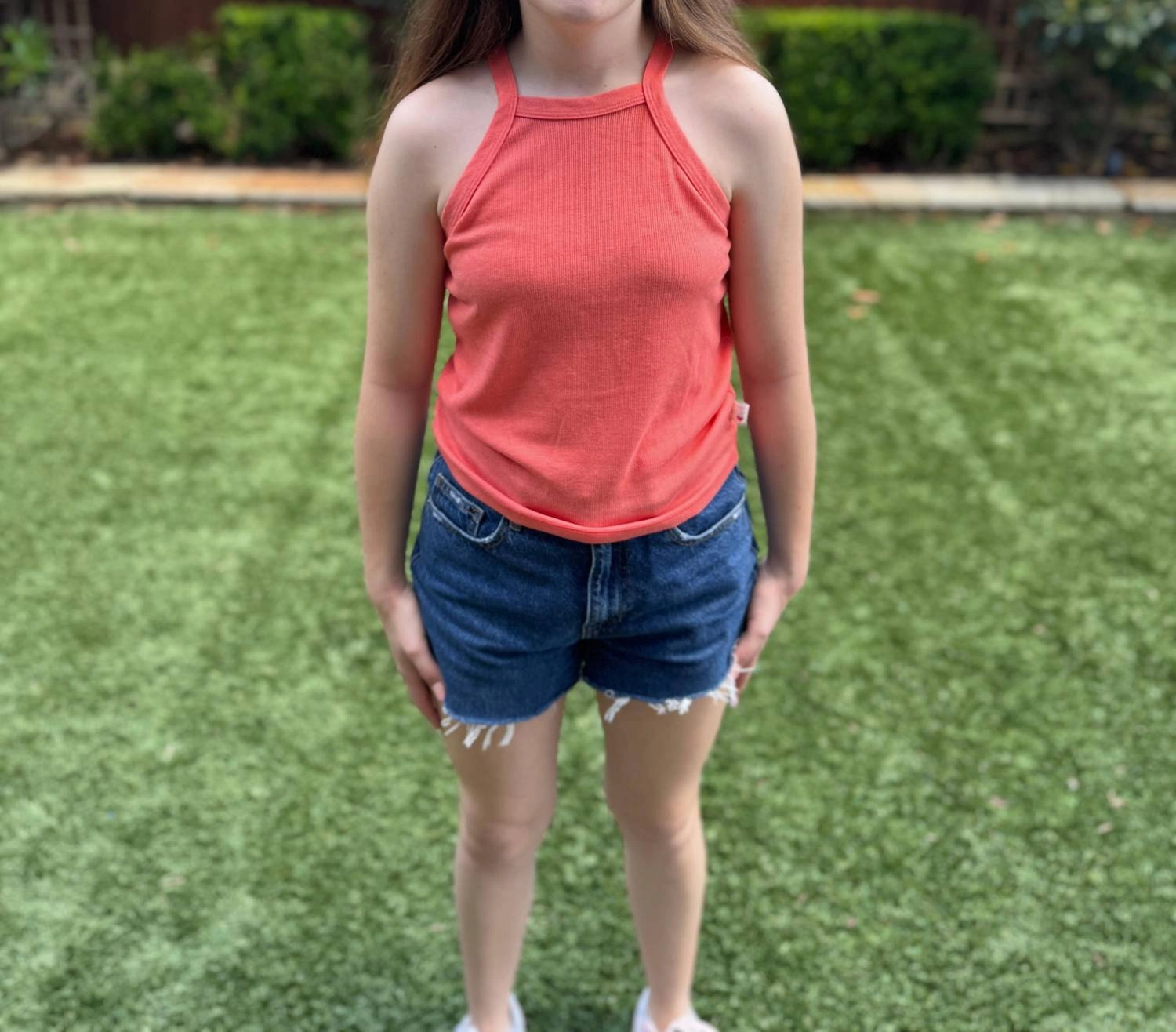 Girls Racerback Tank Top In Heather Orange Girls Tunic Top